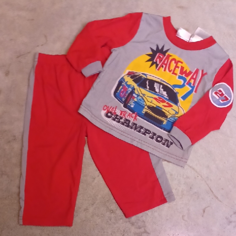 Raceway Champion Kids Pajama Set - Red and Gray
